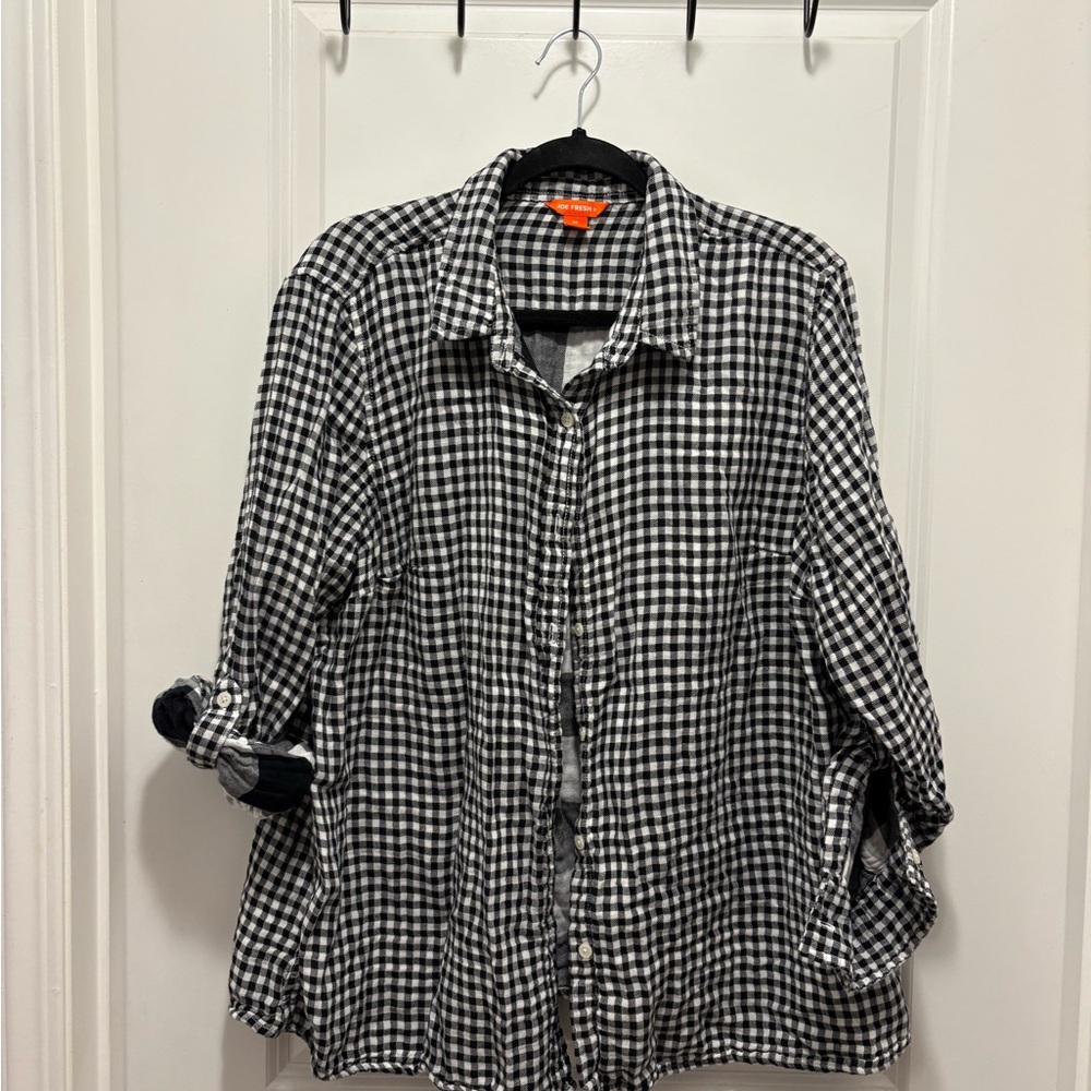Joe Fresh Black and White Gingham Women's Shirt